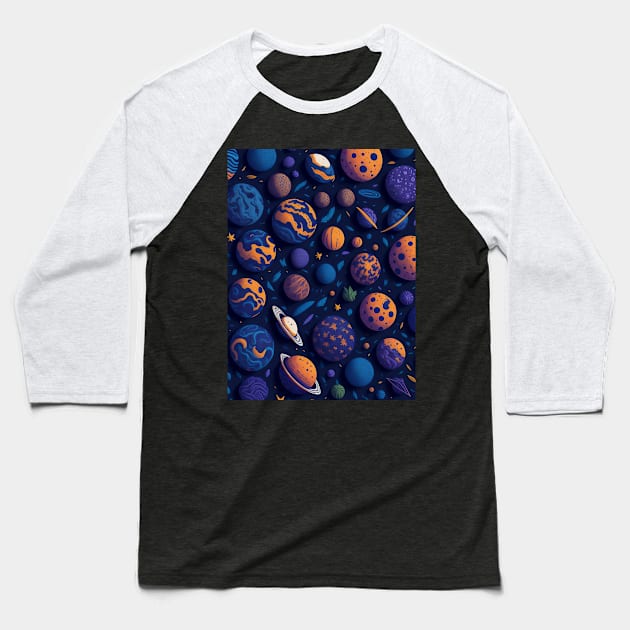 Planets and Stars Pattern Baseball T-Shirt by Contrapasso